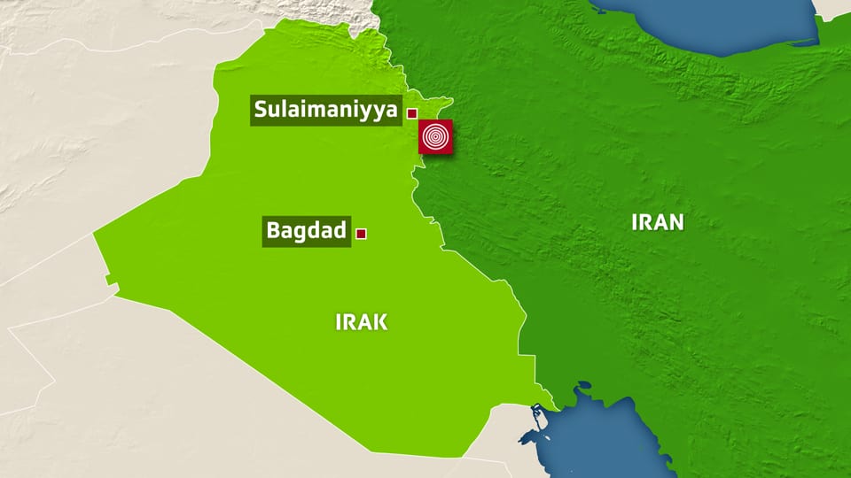 Karte Iran und Iraks in Grün.