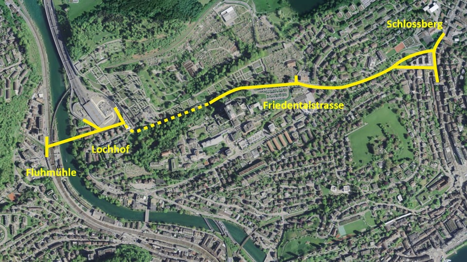 Darstellung der geplanten Strasse "Spange Nord" in Luzern.