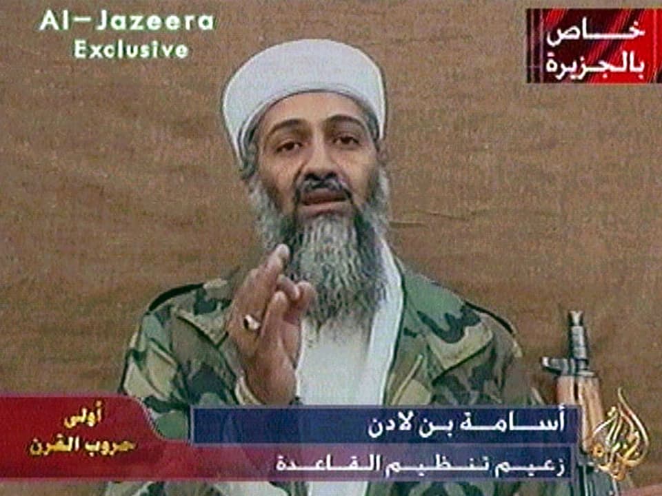 Auf einem Screenshot ist Terrorchef Osama Bin Laden zu sehen.