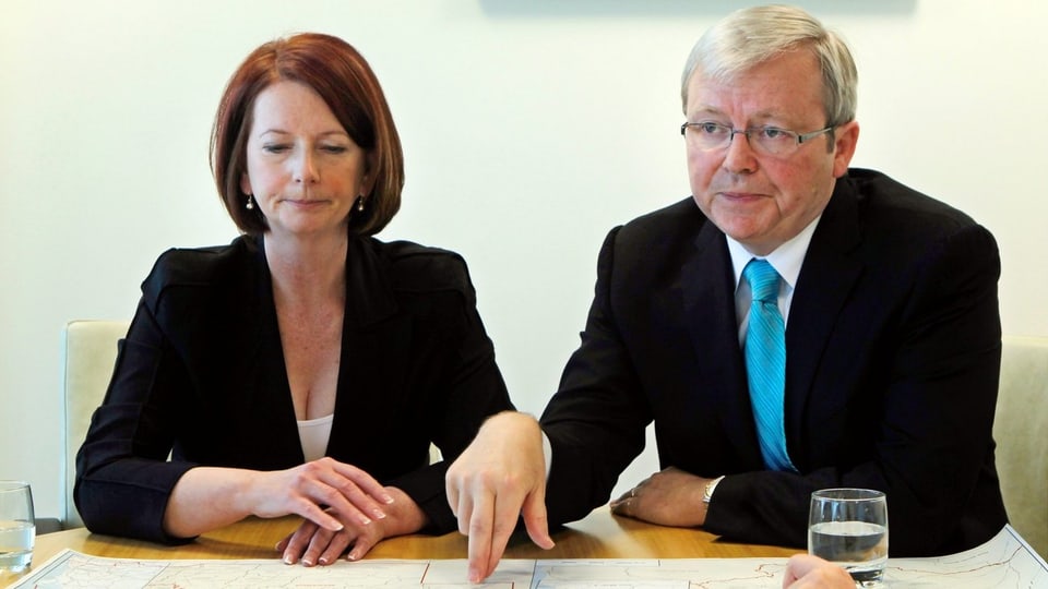 Julia Gillard und Kevin Rudd nach dem Putsch von 2010.