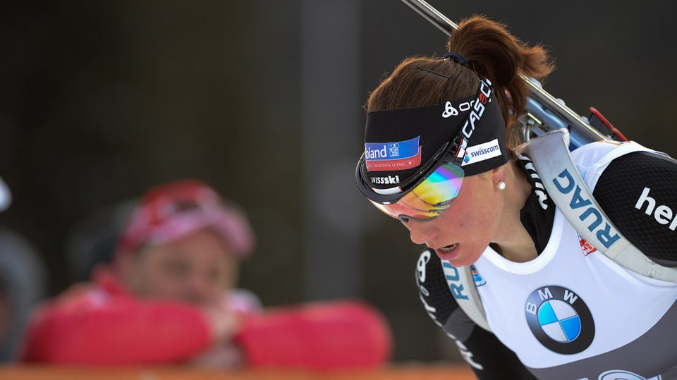 Selina Gasparin, die Startläuferin der Schweizer Biathlon-Staffel. 