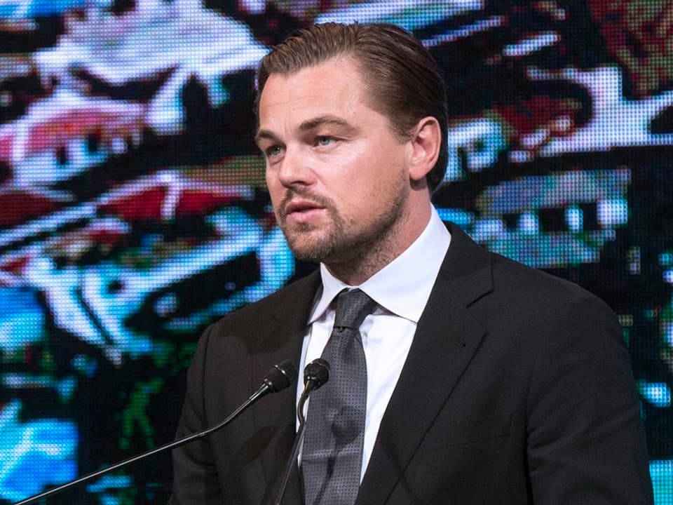 Schauspieler Leonardo DiCaprio bei während einer Rede
