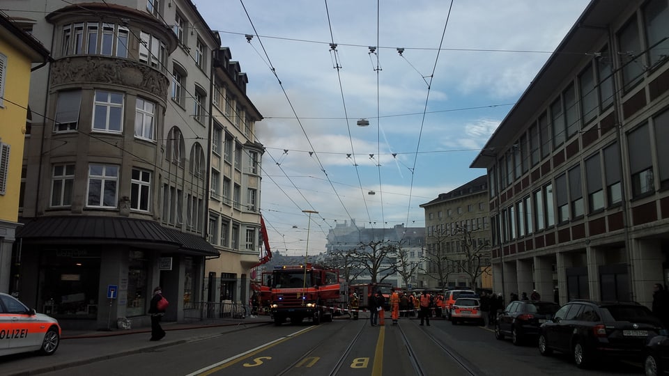 Impressionen vom Brand am Marktplatz 18-20 in St. Gallen.