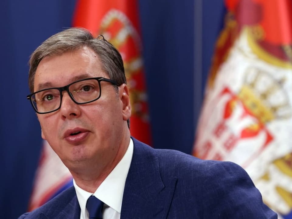 Serbiens Präsident Alexandar Vuvic im Porträt.