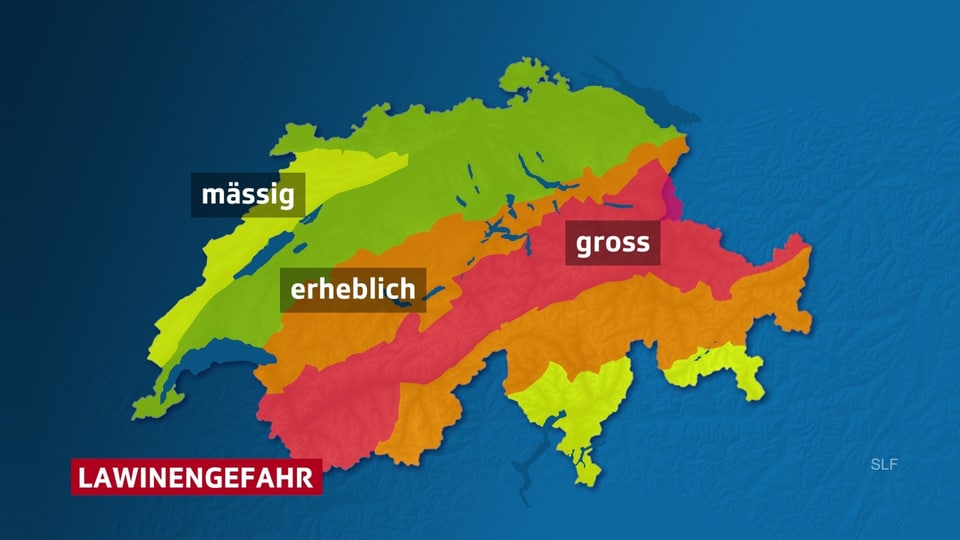 Lawinengefahr am Dienstag (Ausgabe: Montag 17 Uhr) Lawinengefahrenkarte
