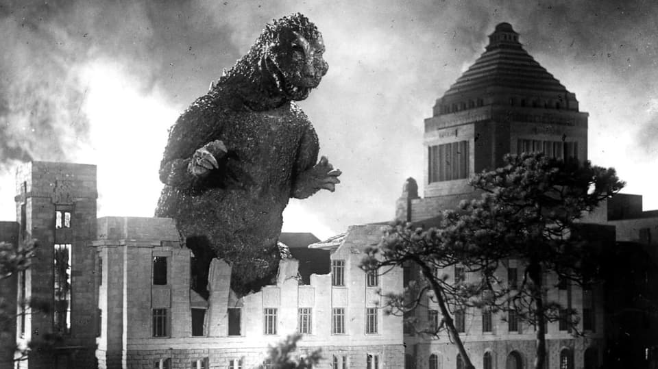 Godzilla verwüstet eine Stadt.
