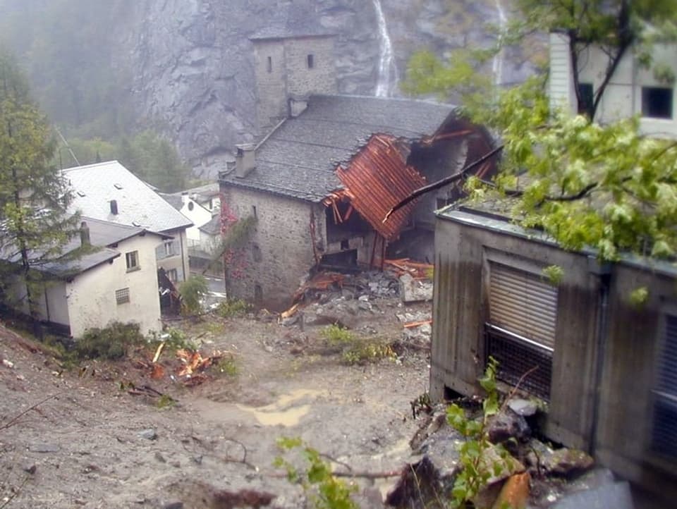 Eine zerstörtes Gebäude.