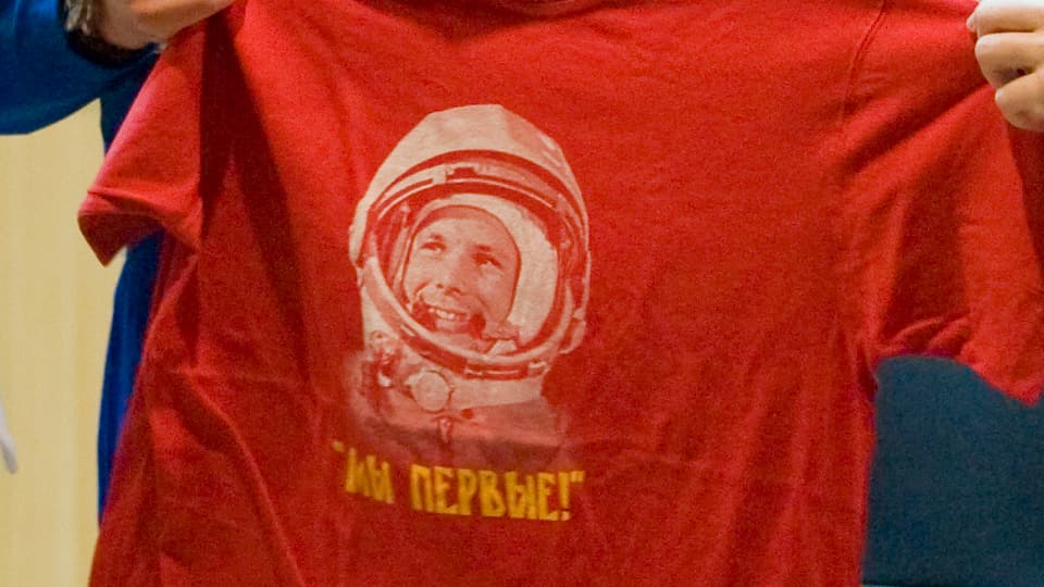 Gagarin auf Shirt gedruckt.