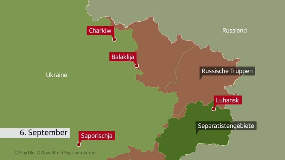 Karte vom Frontverlauf in der Ukraine