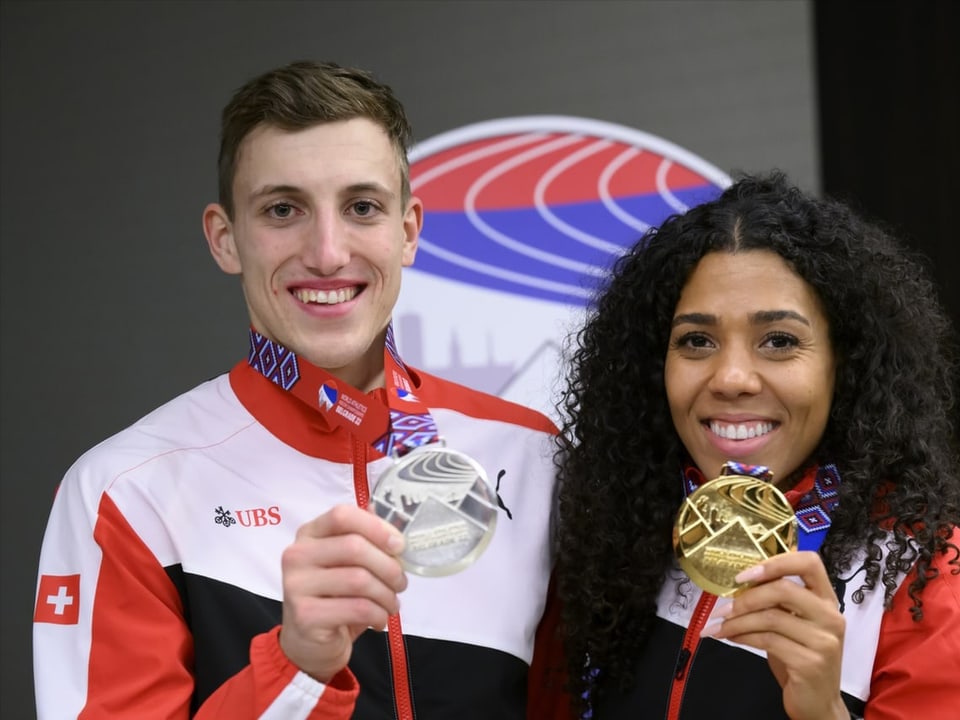 Erlebten beide eine glänzende Saison Simon Ehammer und Mujinga Kambundji mit ihren Medaillen an der Hallen-WM.