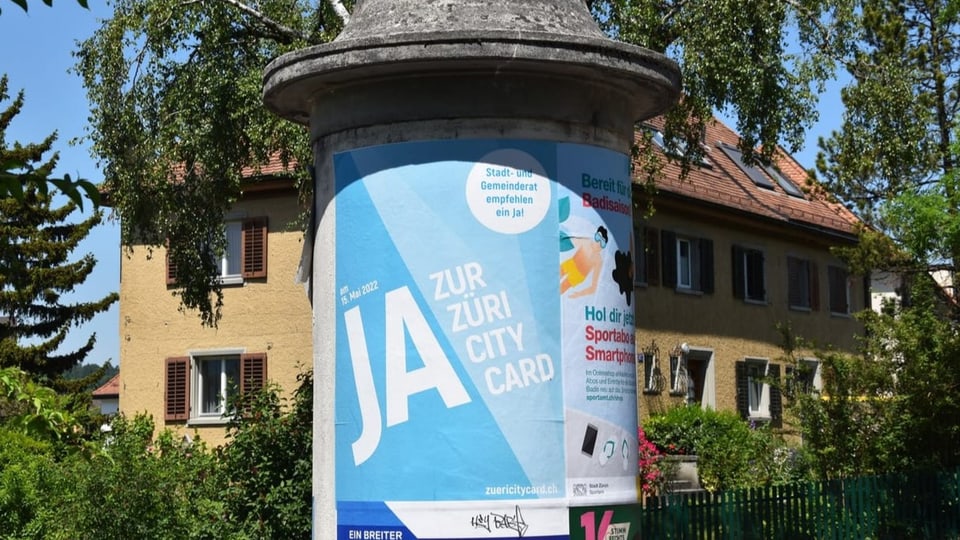 Plakat wirbt für ein JA zur «Zürich City Card»