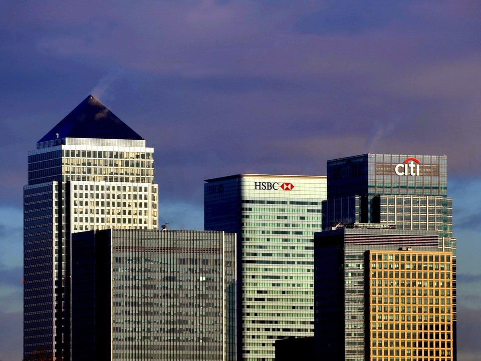 Die Skyline des Londoner Finanzdistrikts. 