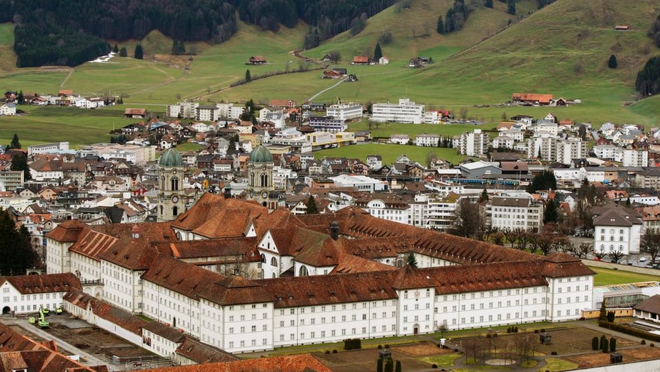 Das Kloster Einsiedeln aus der Vogelperspektive