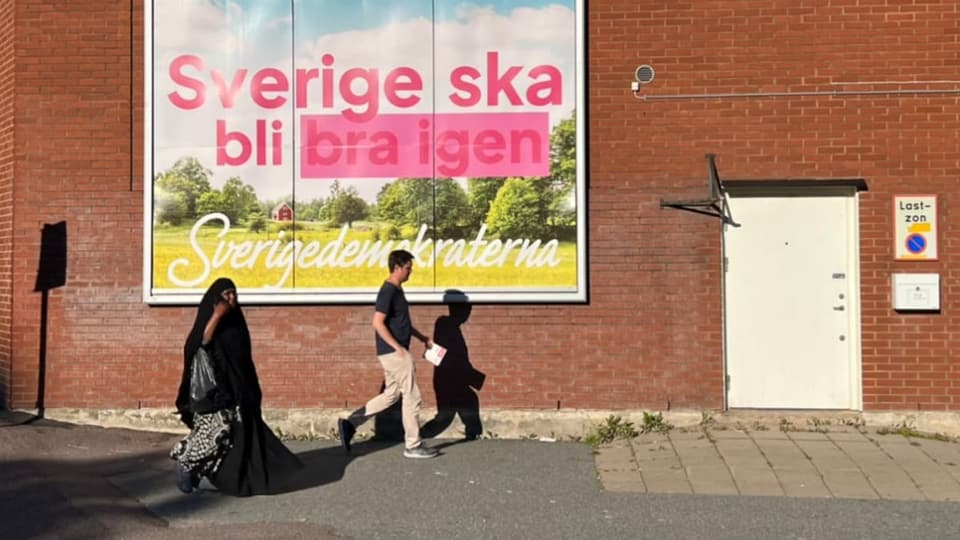 Wahlplakat der Schwedendemokraten.