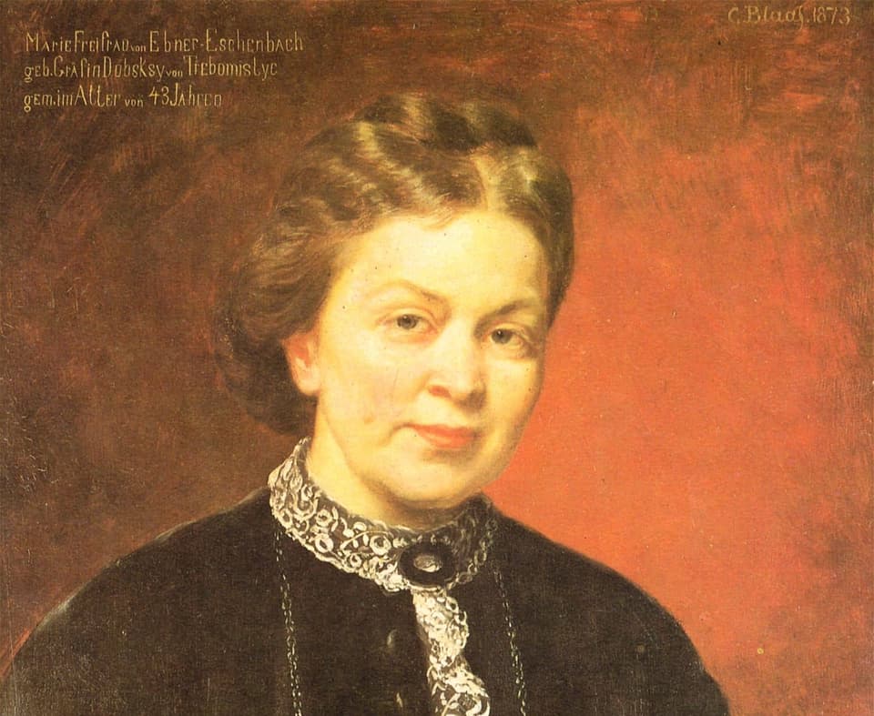 Porträt von Marie von Ebner-Eschenbach als Ölgemälde.