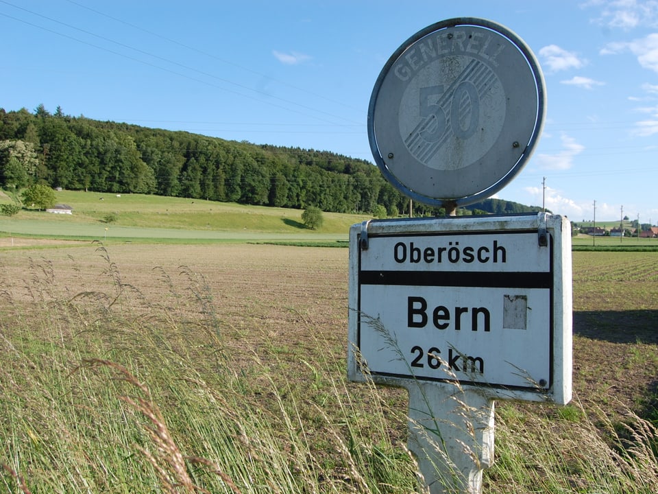 Dorfende von Niederösch Richtung Oberösch und Ersigen - ab 2016 eine Gemeinde.