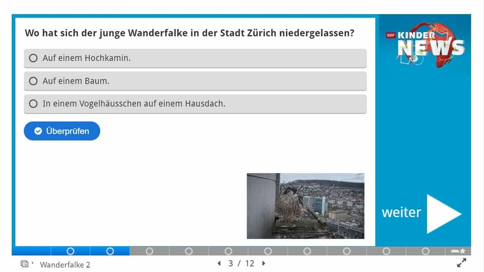 Eine Frage aus dem Quiz mit Multiple-Choice Antwortmöglichkeiten.