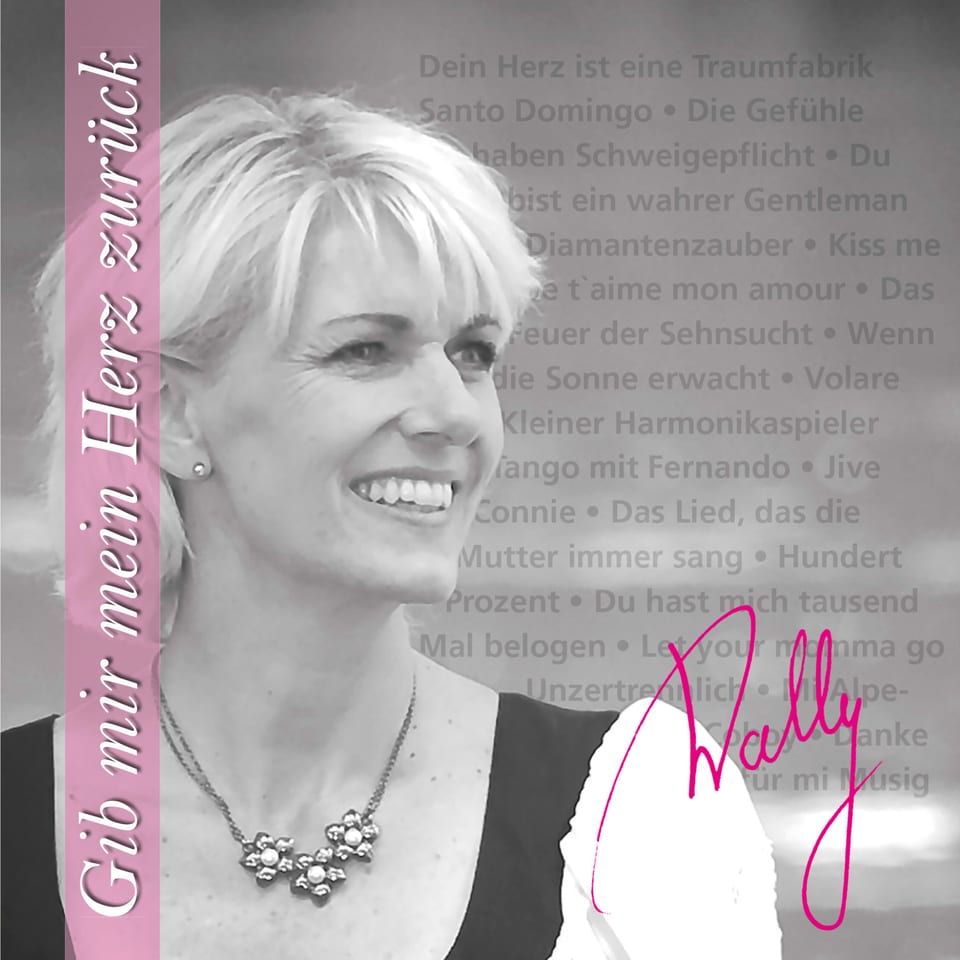 Schwarz-Weiss Fotografie mit rosarotem Schriftbalken und rosaroter Unterschrift.
