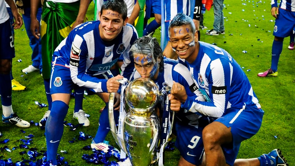 James Rodriguez, Falcao und Fredy Guarin feiert einen Titel mit Porto