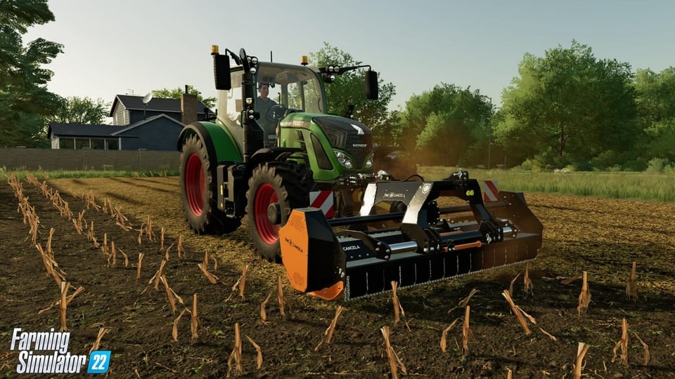 Ausschnitt aus dem Computerspiel: Traktor auf dem Feld. 