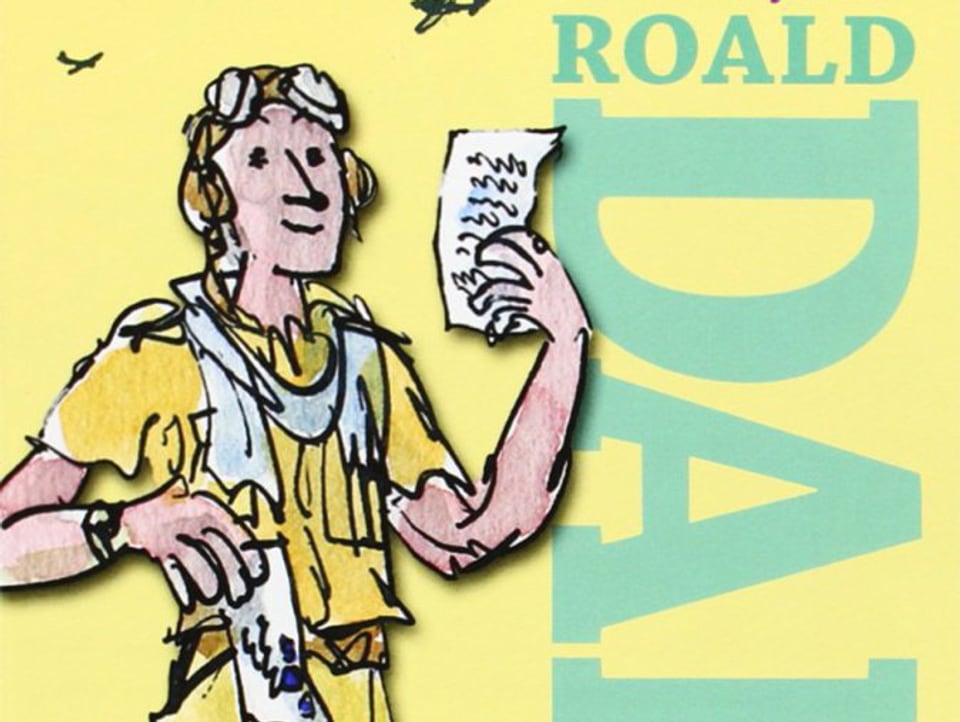 Ein Pilot mir einem Zettel in der Hand: Buchcover von Roald Dahls «Going SOlo».