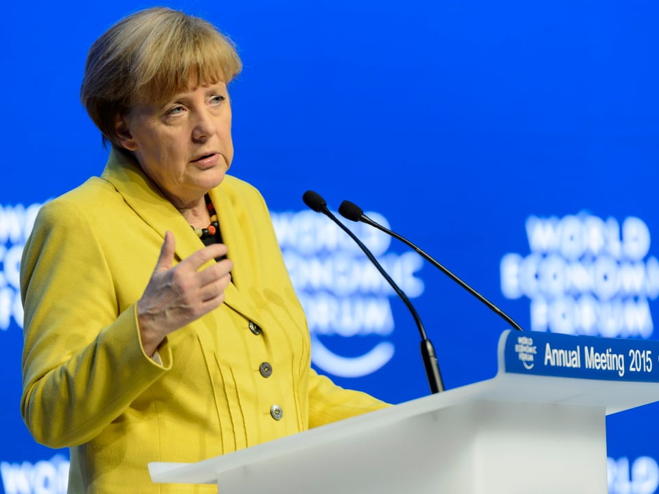 Angela Merkel bei einer Rede am WEF 2015