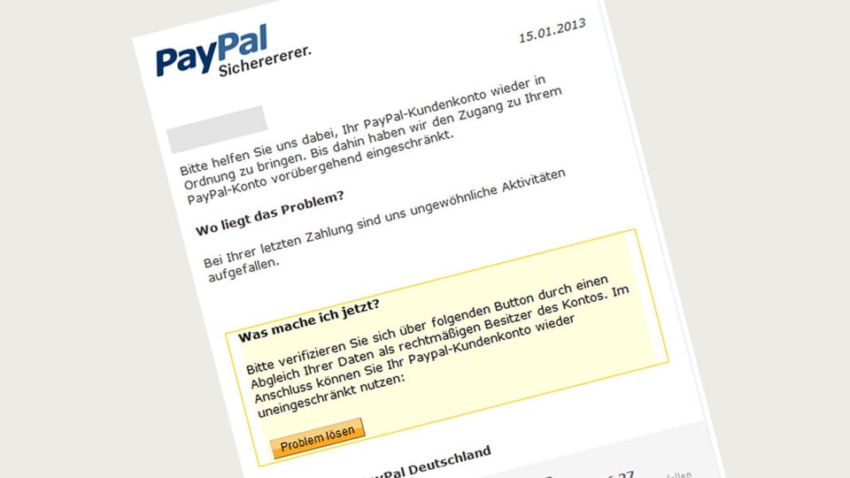 Ein Mail mit dem Logo von PayPal.