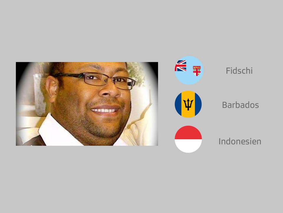 Die Flagge von Fidschi, Barbados und Indonesien. 