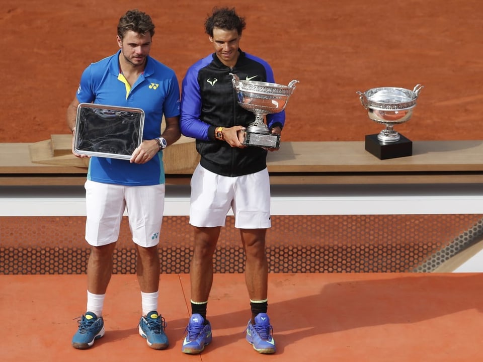 Wawrinka und Nadal nach der Siegerehrung