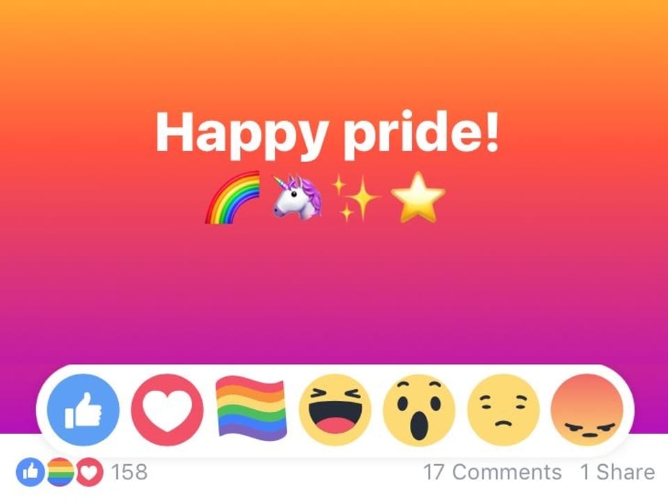 Der Regenbogen-Button auf Facebook.