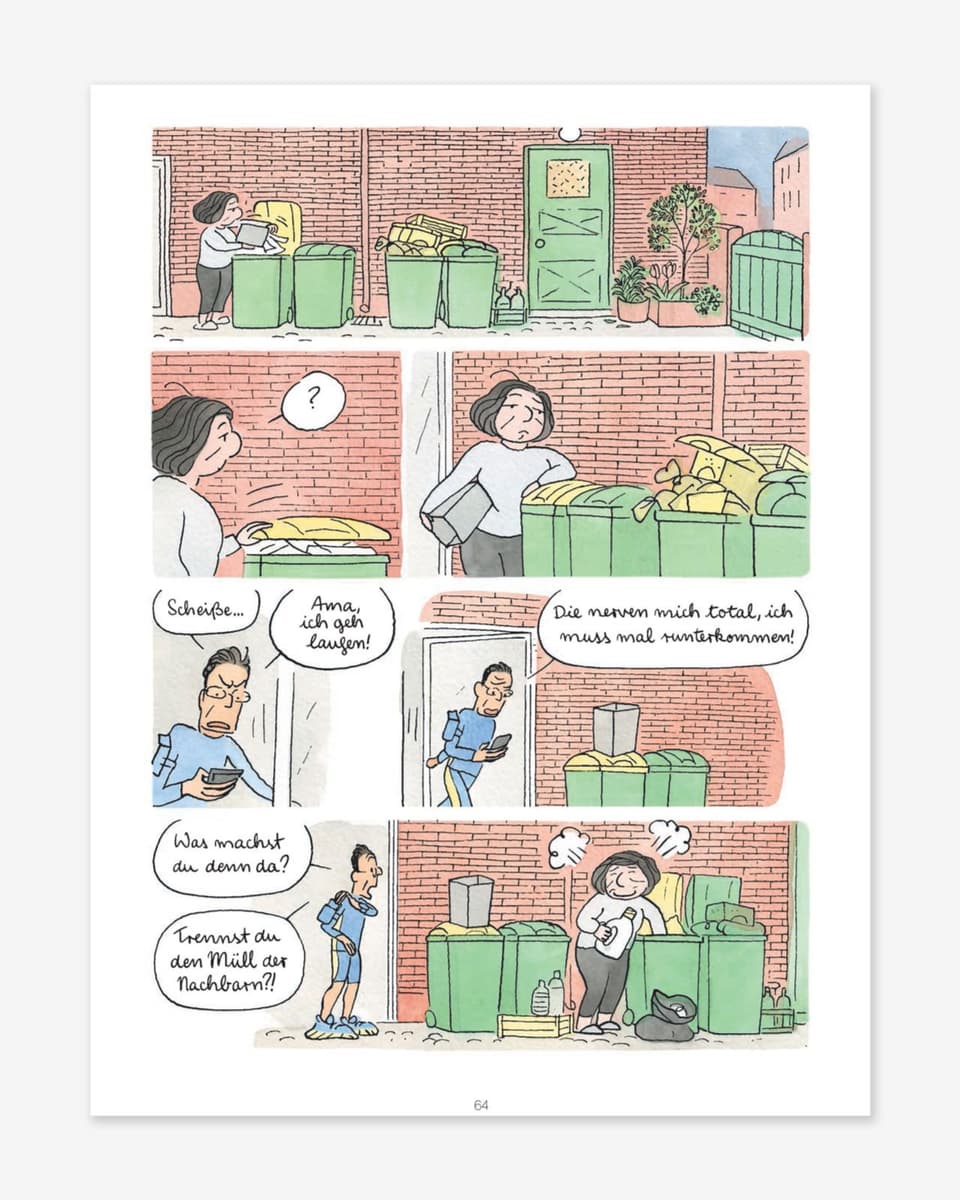 Comicseite aus «Amalia»: Die Protagonistin bringt den Müll raus.