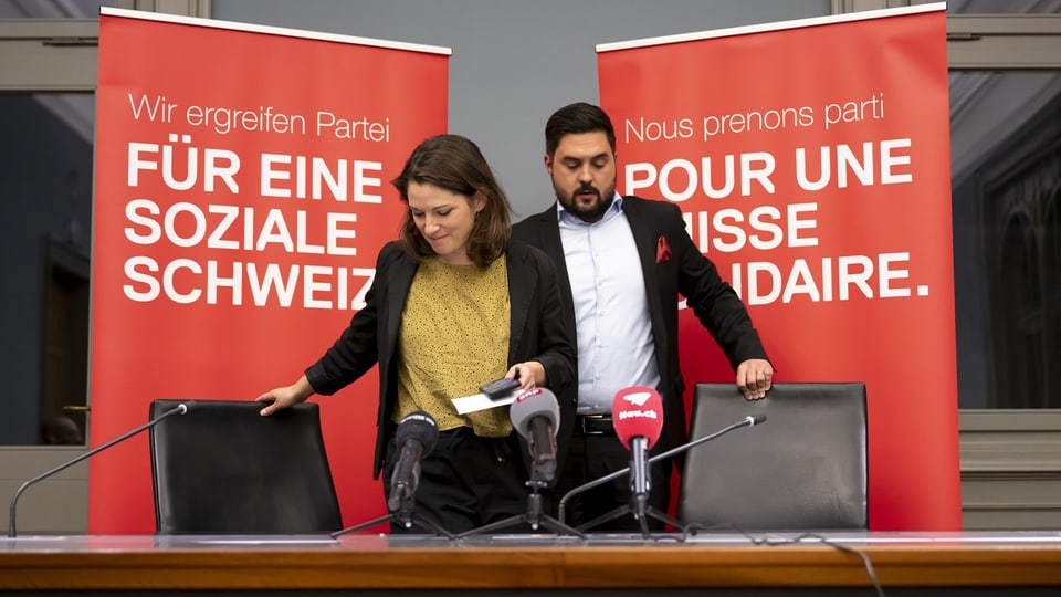Die SP-Co-Präsidenten Mattea Meyer (links) und Cédric Wermuth (rechts)