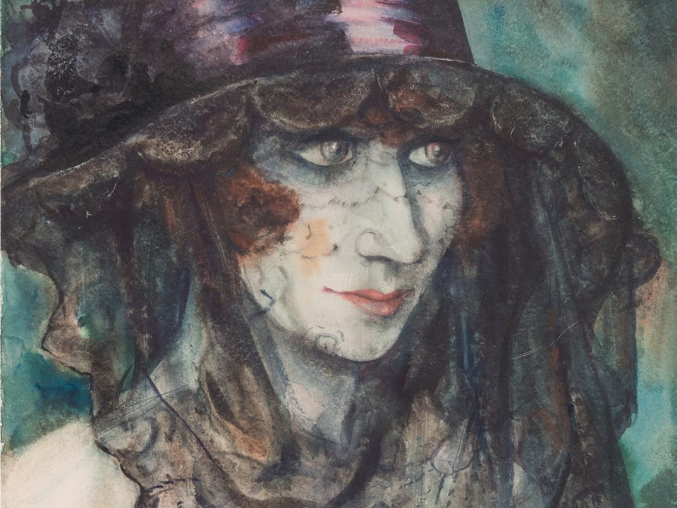Porträt einer Frau mit Hut und Schleier