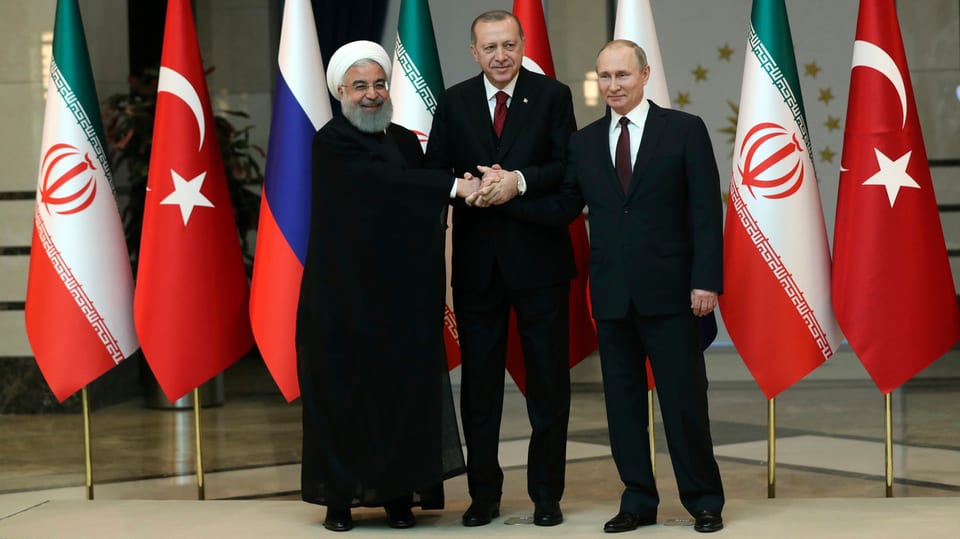 Hassan Rohani (links), Recep Tayyip Erdogan (Bildmitte) und Wladimir Putin (rechts).