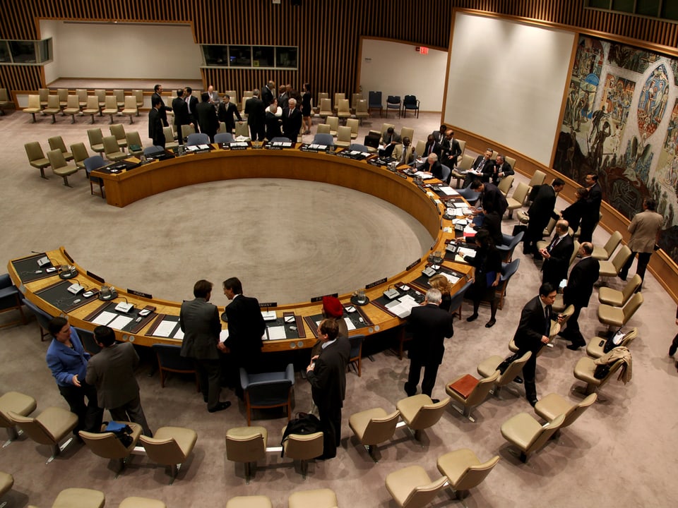 Beratungssaal des Sicherheitsrats von oben.
