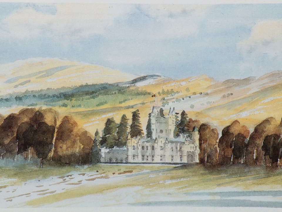 Gemälde eines schottischen Schlosses in Wasserfarben