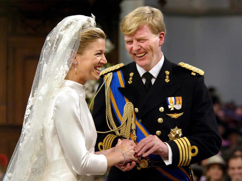 Willem Alexander und Maxima in Amsterdam bei ihrer Hochzeit 2002.