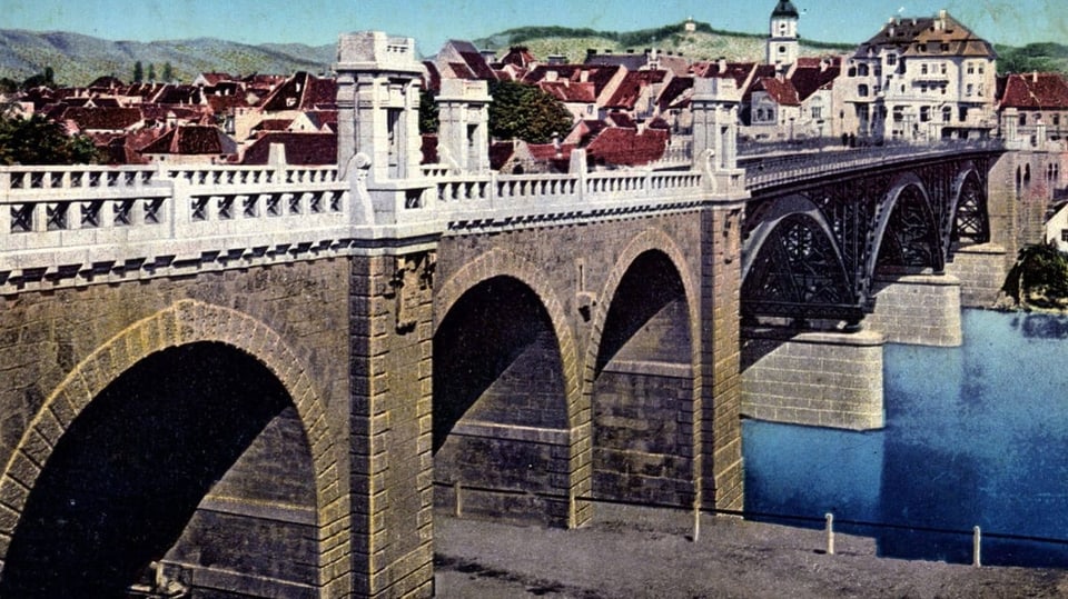 Historische Postkartenansicht von Maribor im Jahre 1935, damals «Marburg an der Drau»