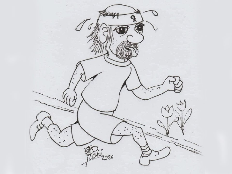 Zeichnung eines Mannes, der joggt