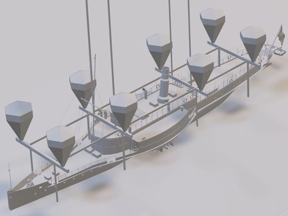 Visualisierung Schiff mit Hebesäcken