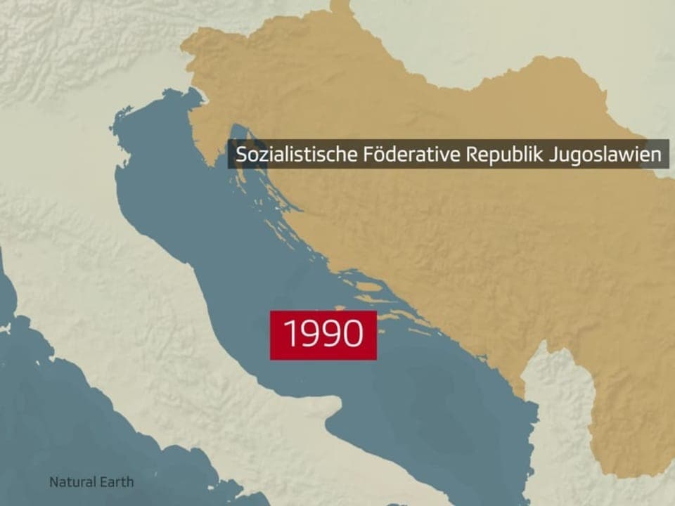 Karte der Sozialistischen Föderativen Republik Jugoslawien im Jahr 1990