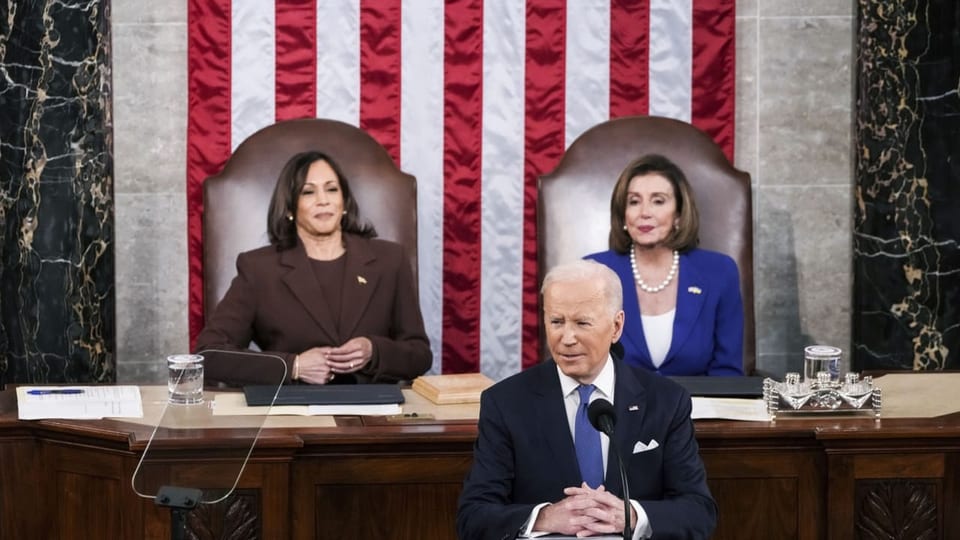 Präsident Joe Biden hält eine Rede zur Lage der Nation vor einer gemeinsamen Sitzung des Kongresses im Kapitol.