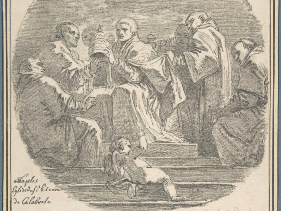 Bild, das die Abdankung von Papst Coelestin V. im Jahr 1294 zeigt