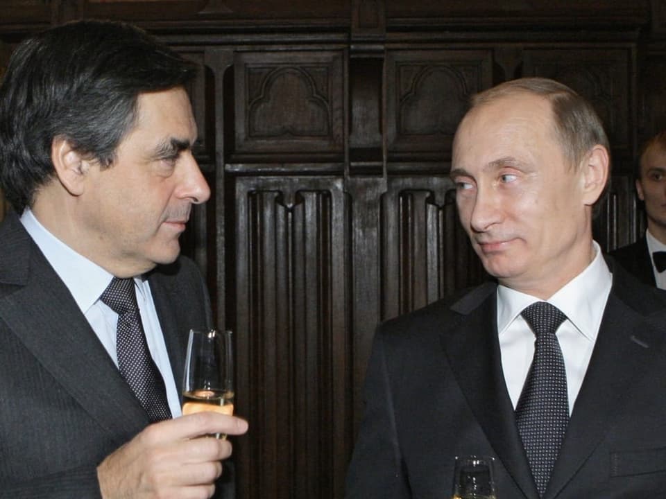 Der damalige russische Premierminister Putin mit seinem damaligen französischen Amtskollegen Fillon in Moskau.