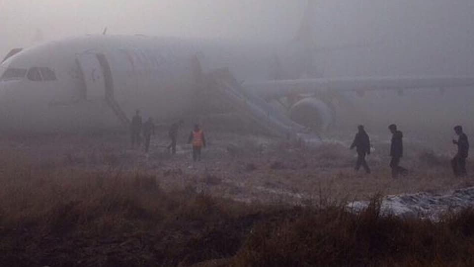 Beschädigtes Flugzeug der Turkish Airlines