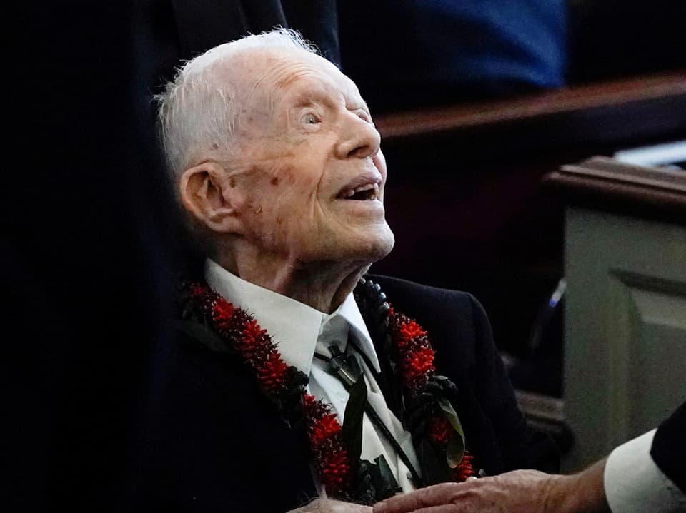 Jimmy Carter an der Beerdigung seiner verstorbenen Frau.