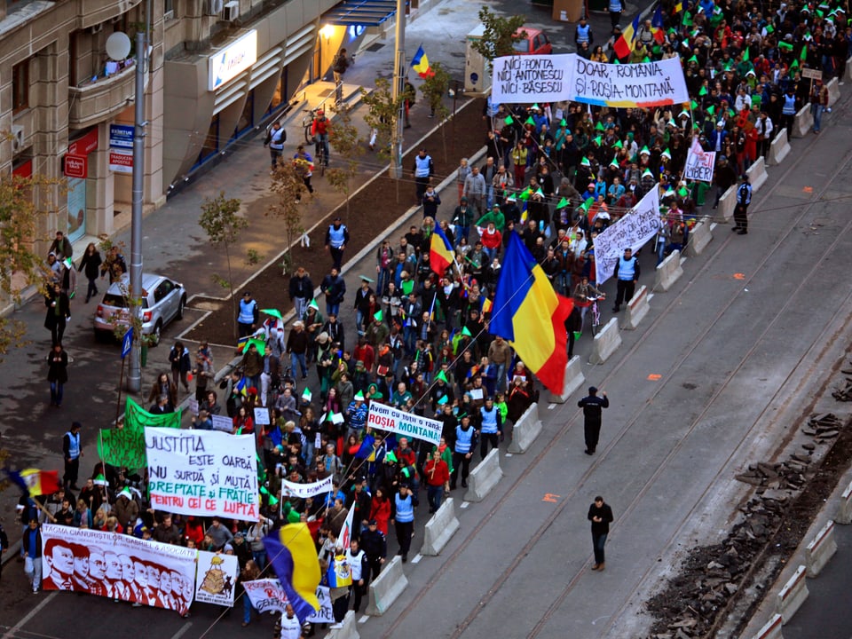 Demonstranten in Bukarest