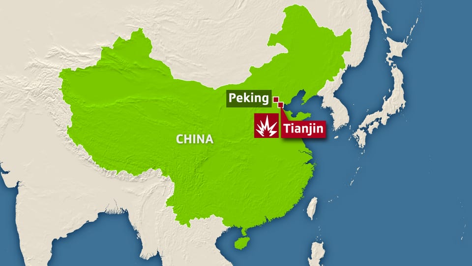 Karte Chinas - Tianjin  undx Peking sind gekennzeichnet