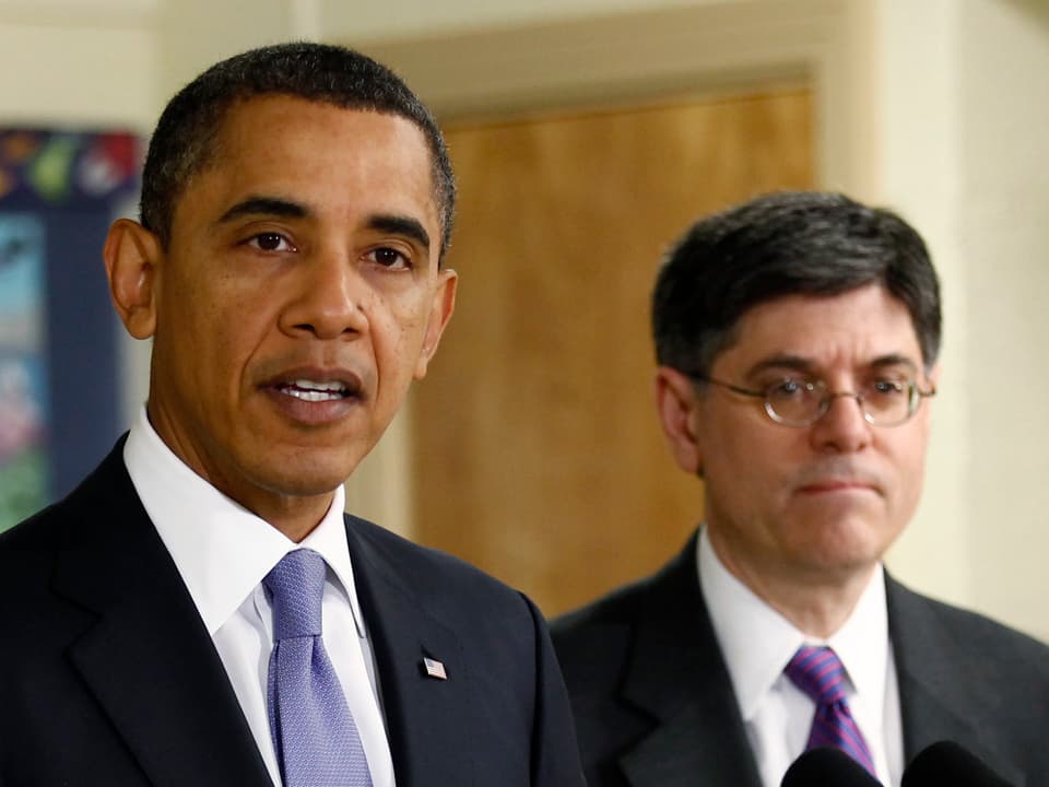 Barack Obama und Jack Lew (rechts) 