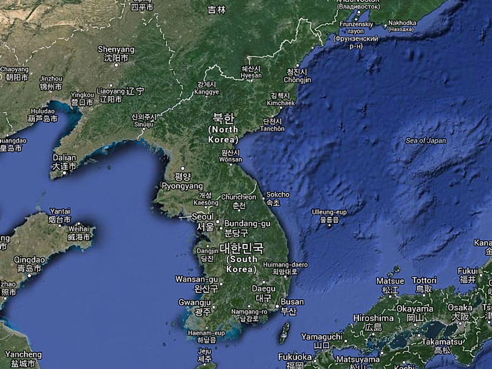 Karte der Koreanischen Halbinsel.